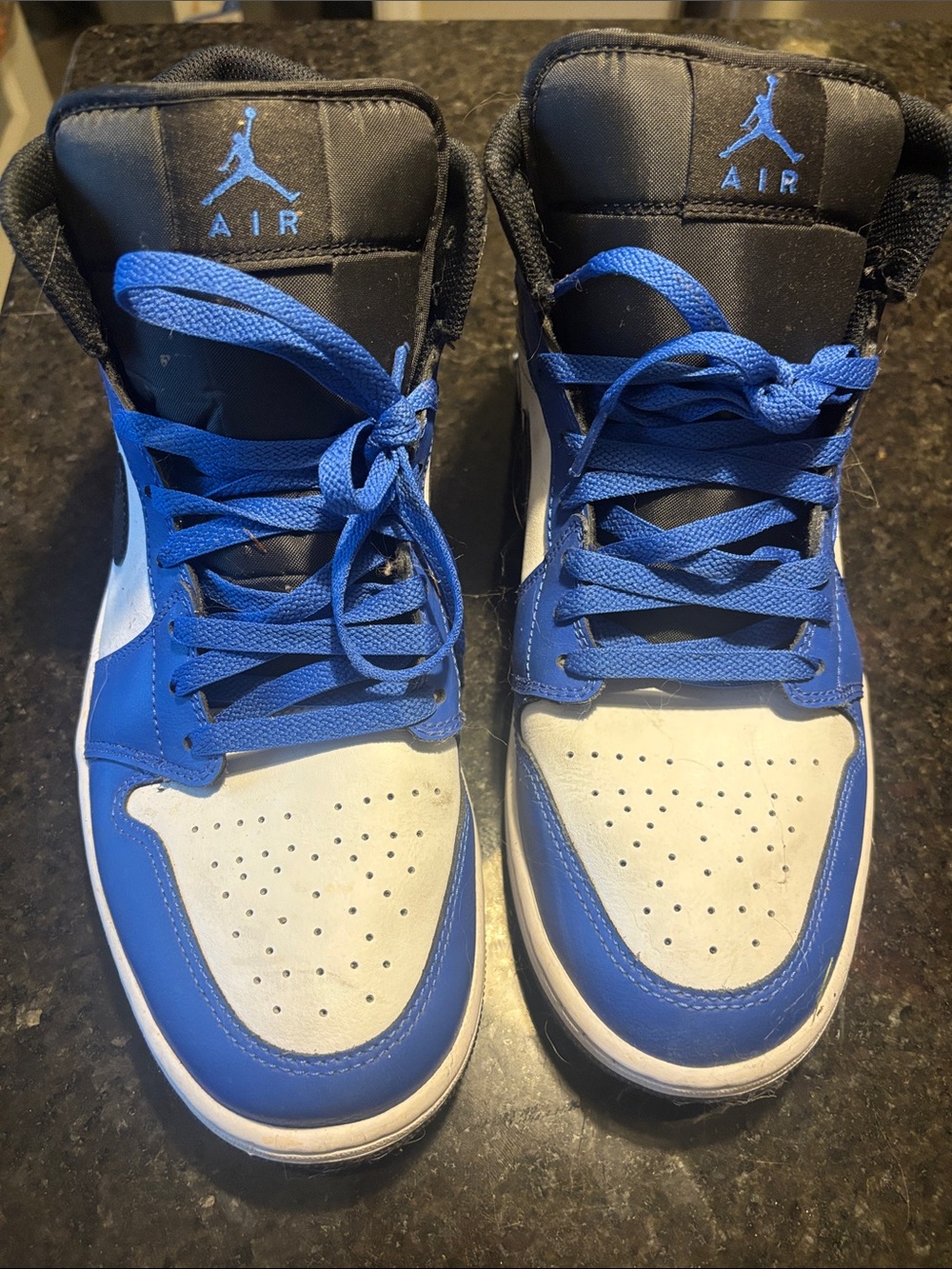 Nike Blue and White Air Jordan High Tops